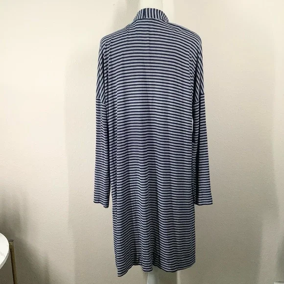 SOMA Cool Nights Robe S Longline Open Front Nautical Stripe Pockets Loungewear - Picture 7 of 8